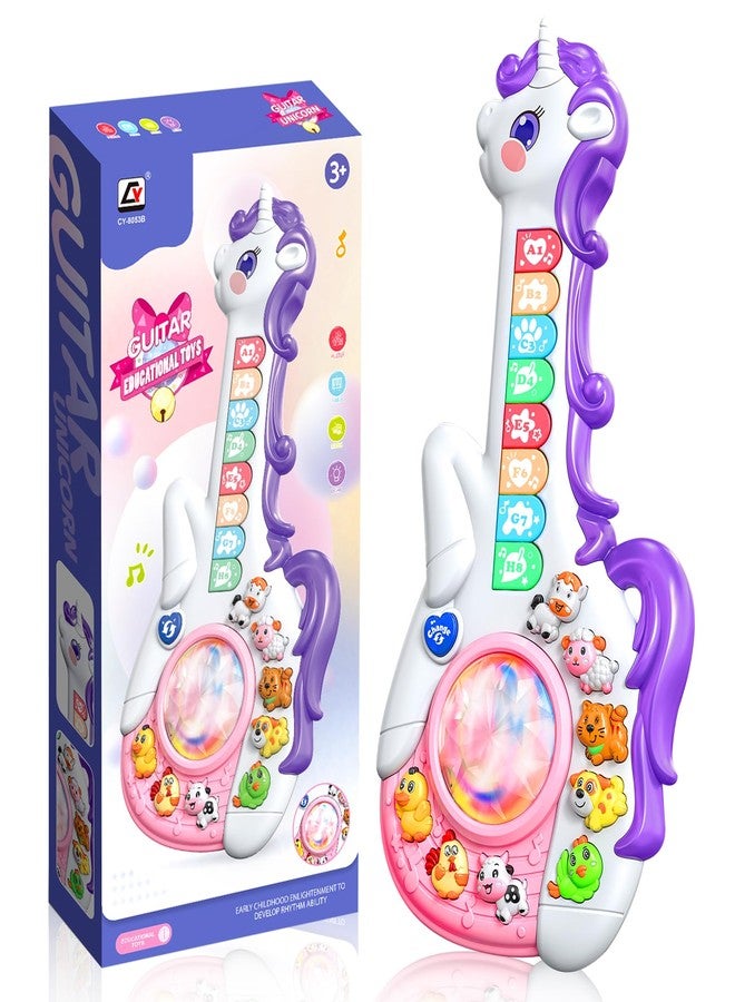 Ynanimery Kids Guitar, Kids Musical Instruments Toy for Child Toddler Boys Girls, Unicorn Guitar Toy with Animal Sounds & Music & Lights for 3 4 5 Year Old Girls Boys Birthday - Image 1